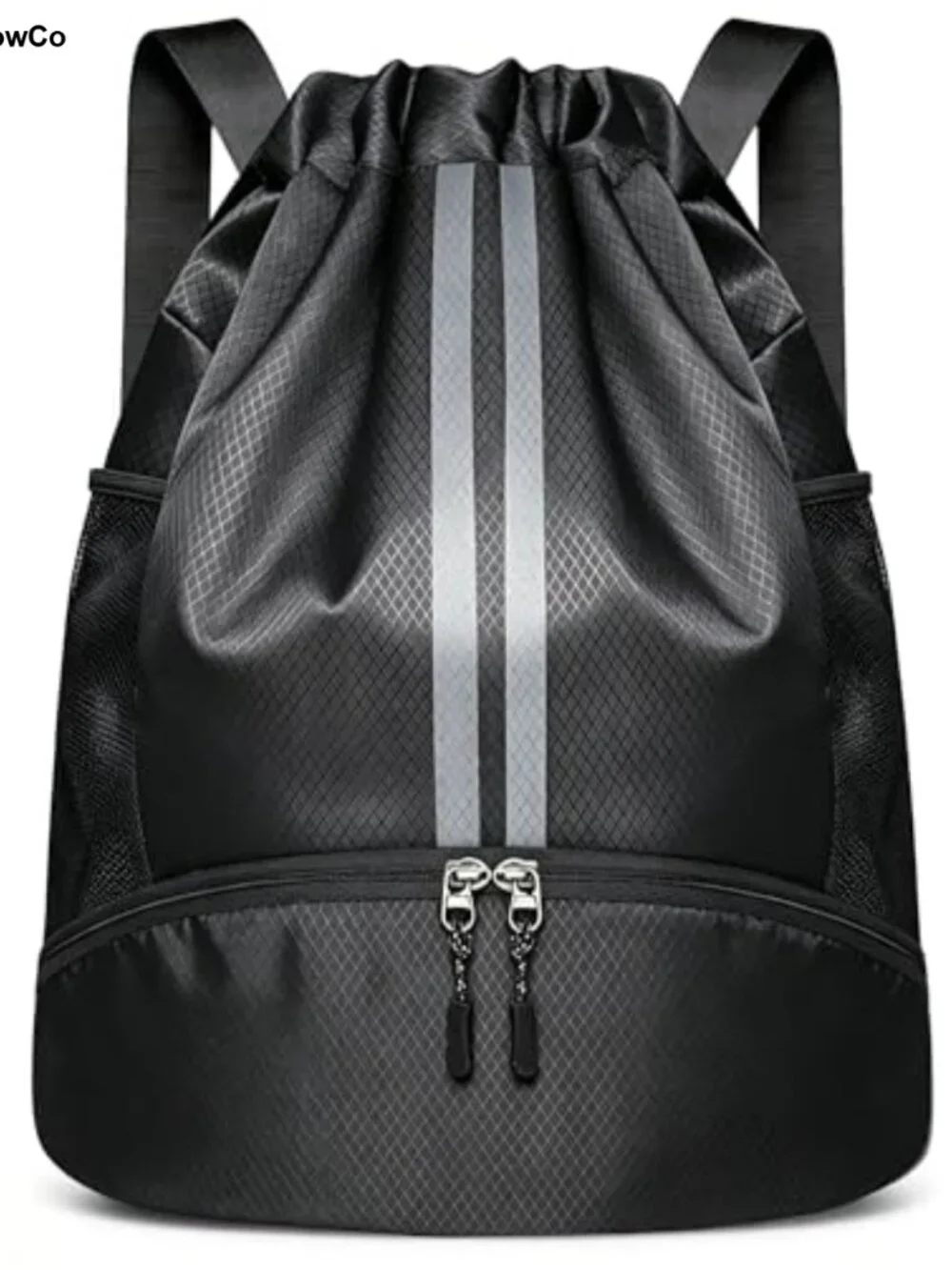 Drawstring Backpack Gym Bag with Shoe Compartment Polyester Sports Travel